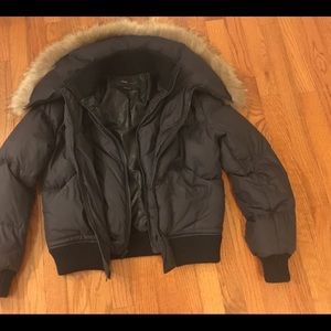 BCBG Max AZRIA jacket with raccoon fur for trim